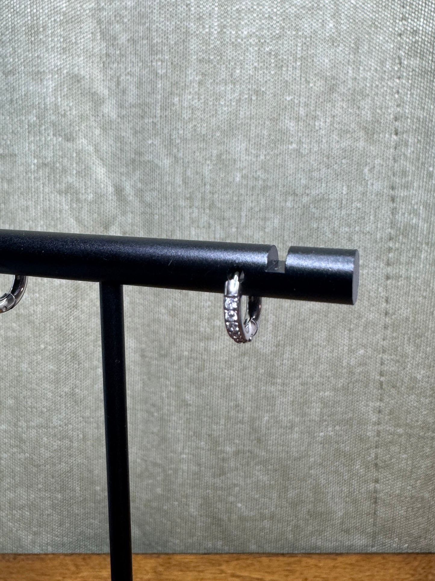 10mm Pave CZ Round Huggie Earrings