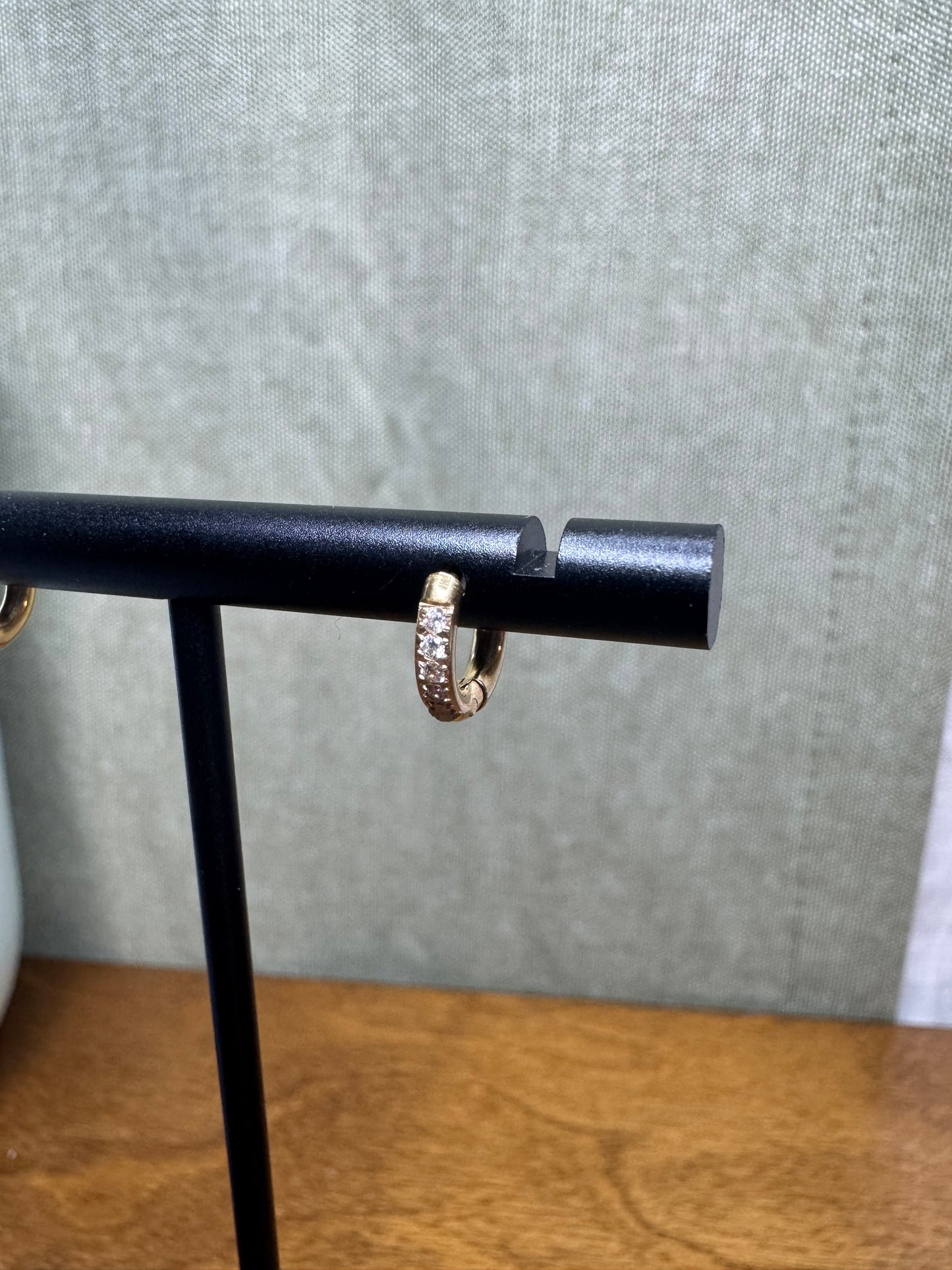 10mm Pave CZ Round Huggie Earrings