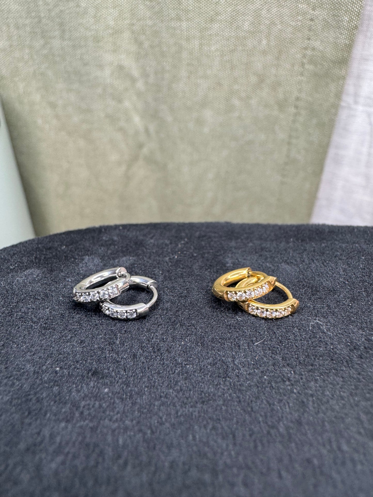 10mm Pave CZ Round Huggie Earrings